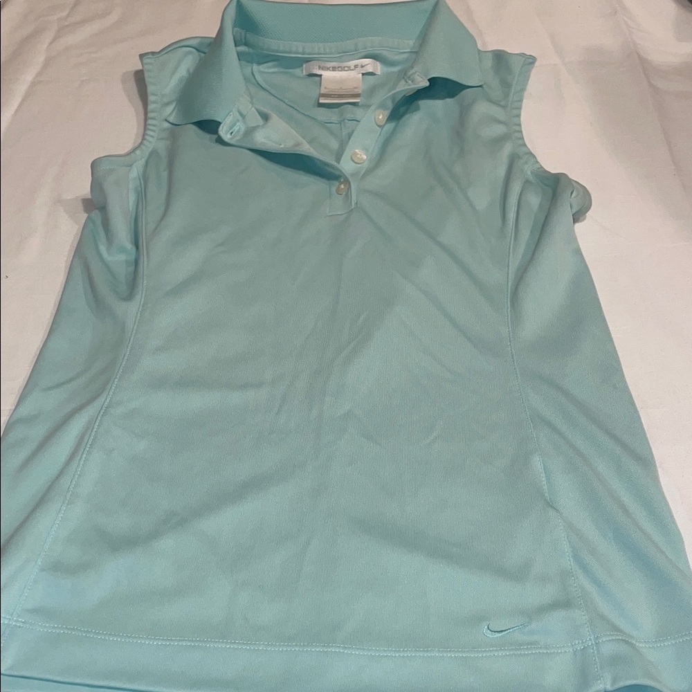 Nike Light Blue Sleeveless Polo Shirt